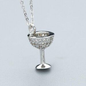 Wine Glass Necklace made of 926 Sterling Silver